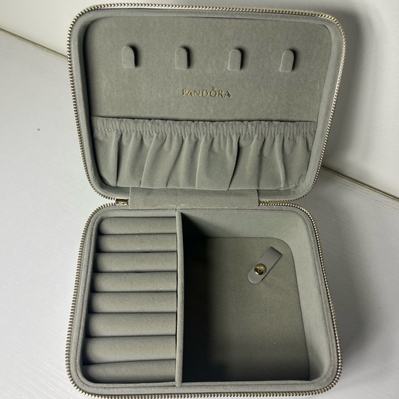 Pandora Handbags - Pandora White Floral Zip Jewelry Case Travel Organizer Ring & Charm Storage